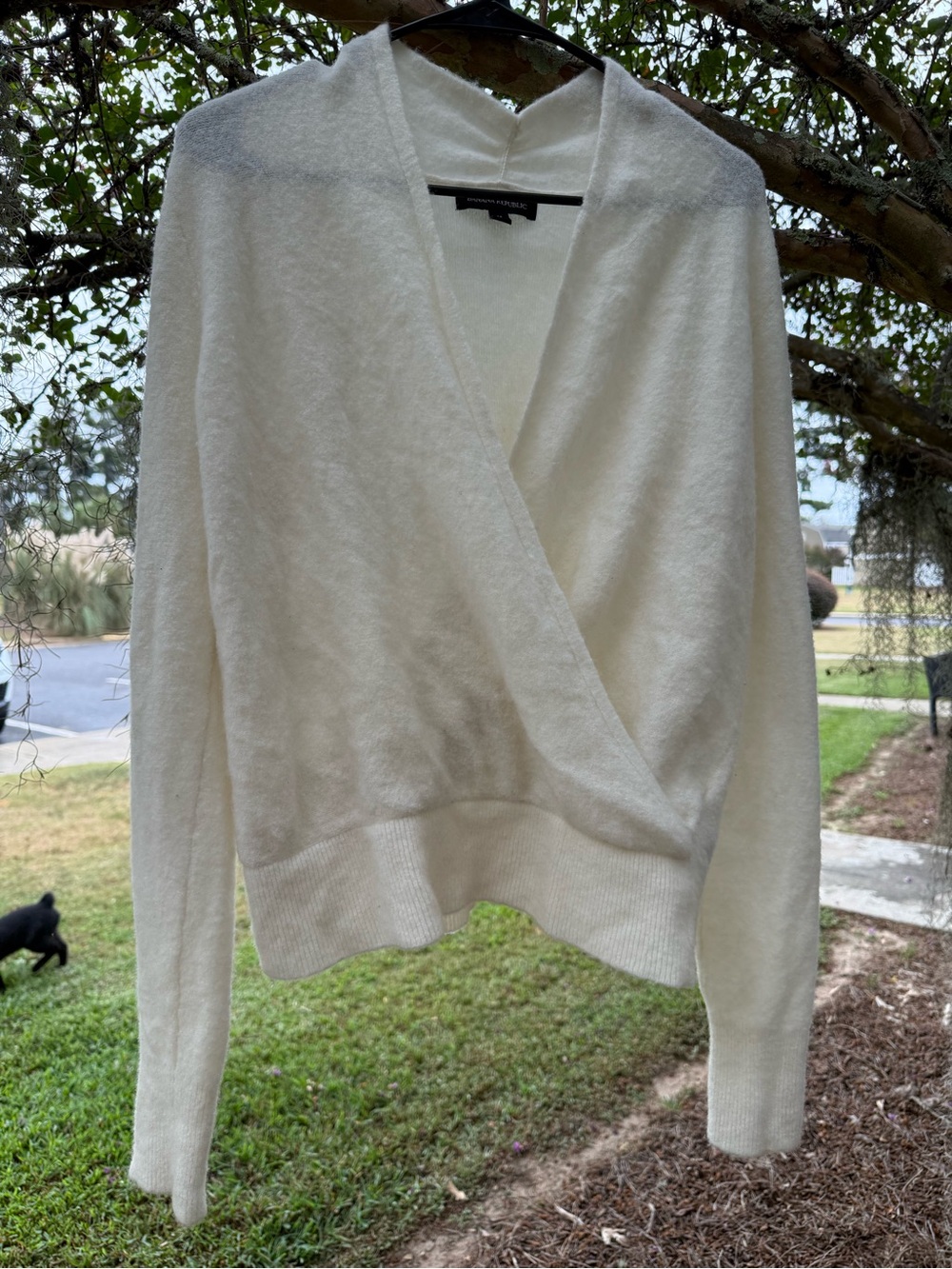 Banana Republic Ivory V-Neck Wrap Sweater